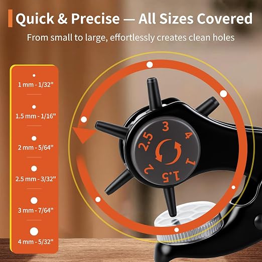 XOOL Small Hole Leather Hole Puncher, Precision Watch Punch Tool Set with 6 Hole Sizes for Watch Strap Adjustment, Belts, Shoes, Saddles, Tickets and DIY Craft Projects