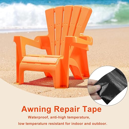 Waterproof Repair Tape, UV-Proof Multi-Surface Instant Seal Patch Repair for RV Awning, Boat Cover, Tent, Tarp & Canvas (3 Inch x 24.6FT, Black)