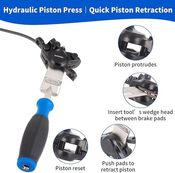 6-in-1 Bike Maintenance Kit, Hydraulic Piston Press Bicycle Disc Brake Repair Tool Set for Mountain Bikes & MTB - Includes Piston Press, Rotor Truing Fork, Disc Brake Gap Regulator