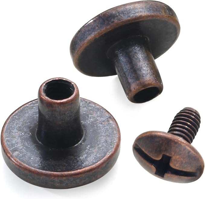 YORANYO 30Sets Chicago Screws Leather Rivets Screw Rivets Metal Studs for Clothing Chicago Binding Screws Spike and Studs for Decorate Repair Shoes Belts Bag Purse Dog Collar Clothing (Antique Copper)