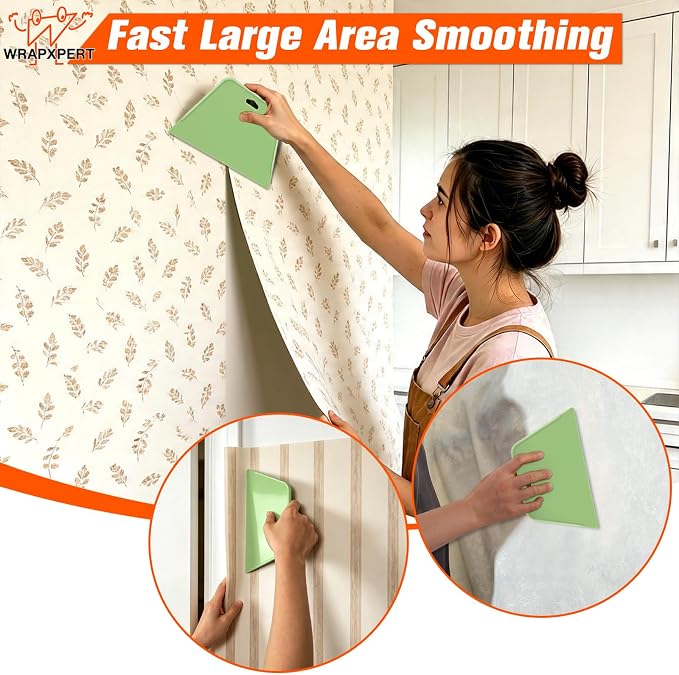 WRAPXPERT Wallpaper Tools, Wallpaper Kit Smoothing Tools for Peel and Stick, Wallpaper Installation Kits for Wallpaper Hanging, Contact Paper, Bathroom, Vinyl Backsplash Tile, Window Film Applying