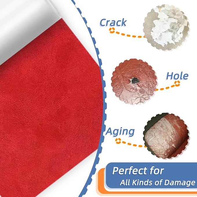 Self Adhesive Faux Leather Repair Patch,1Roll 15x78 Inch Leather Repair Tape for Furniture,Couch Tape for Couches,Bed,Car Seats,Chair,Red
