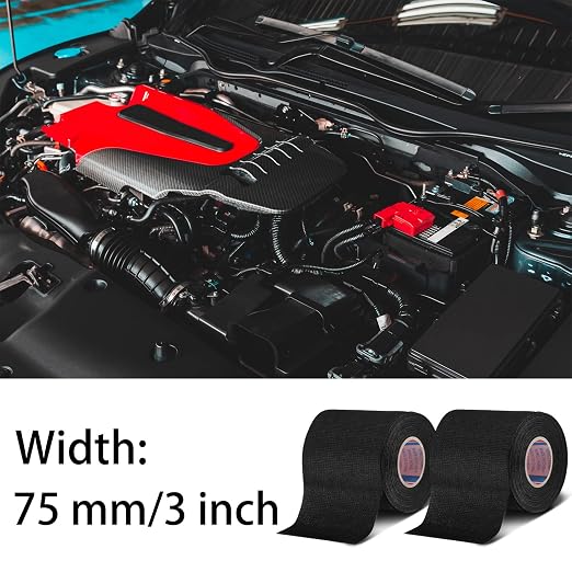 Outus Wire Harness Cloth Electrical Tape Wire Loom Harness Automotive Heat Proof Cloth Tape for Automotive Electrical Wrap Protection Insulation Cable Fixed(2 Roll,3 Inch X 49.2 ft)