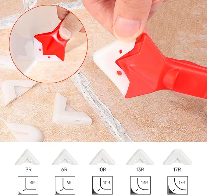 Stainless Silicone Caulking Tools Kit,Set of 13pcs Sealant Finishing Tool Grout Scraper,Putty Knives,5 Silicone Pads,Sink Joint Caulk Remover with 3pcs Glass Glue Angle Scraper
