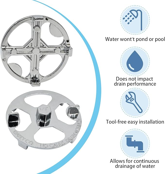 42239 Shower Drain Wrench Compatible with No-Caulk Shower Drains, Drain Pipe Kit