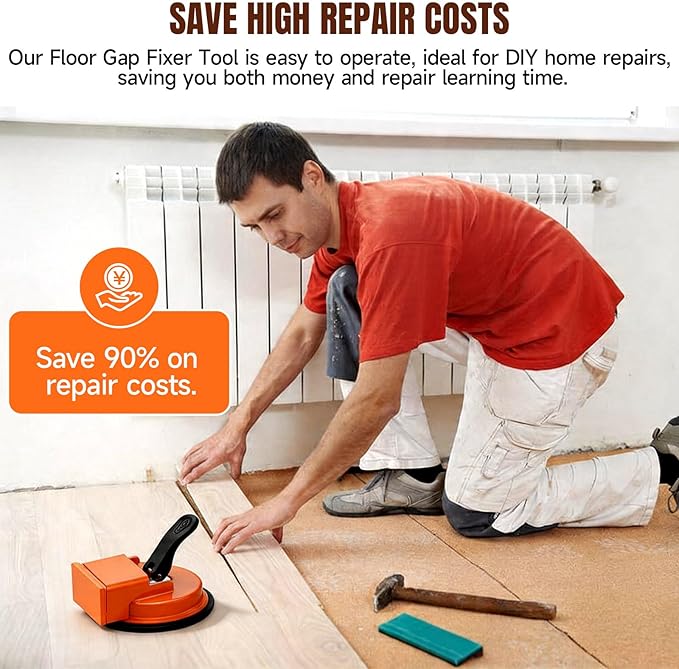 Floor Gap Fixer Tool, Heavy Duty Floor Suction Cup with 5 Non-Slip Pads, Carbon Steel Construction for Vinyl Plank, Laminate & Wood Flooring