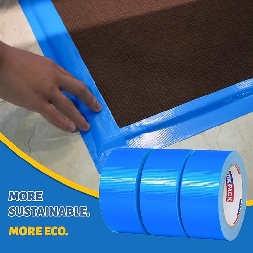 3 Rolls Blue Duct Tape, Heavy Duty Strong Industrial Colored Duct Tape 9mil x 2inch x 25yds Flexible, No Residue, Waterproof and Tear by Hand, Multi-Use for Indoor & Outdoor Repairs