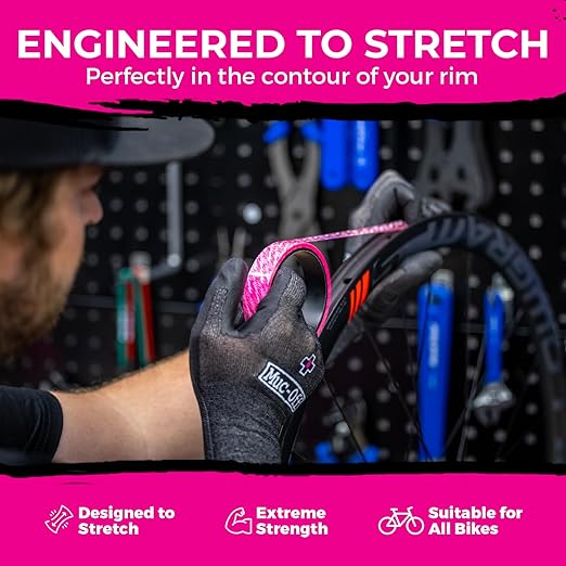 Muc-Off Tubeless Rim Tape 25mm (Pack of 2) - 10m Roll with 4X Seal Patches | Pressure-Sensitive Adhesive for Tubeless Bike Tyre Setups | Fits Road, CX, Gravel, MTB & Plus Rims