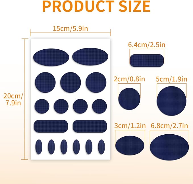 Waterproof Self-Adhesive Fabric Repair Tape - Tent Repair Kit,51pcs Nylon Fabric Patches for Tent, Jacket, Clothes, Puffer Down Jacket,Sleeping Bag, Outdoor Gear Tenacious Repairs Tape, Dark Blue
