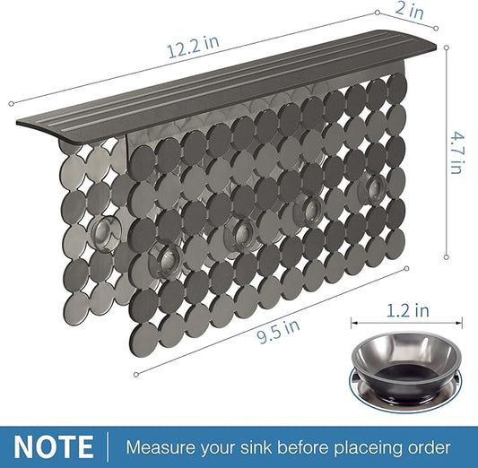Bligli Plastic Sink Saddle, Sink Divider Mat with Strong Suction Cups, Kitchen Divided Sink Protector Mat for Glassware Dishes, Easy to Clean and No Smell, 9.5" x 12", Translucent Grey