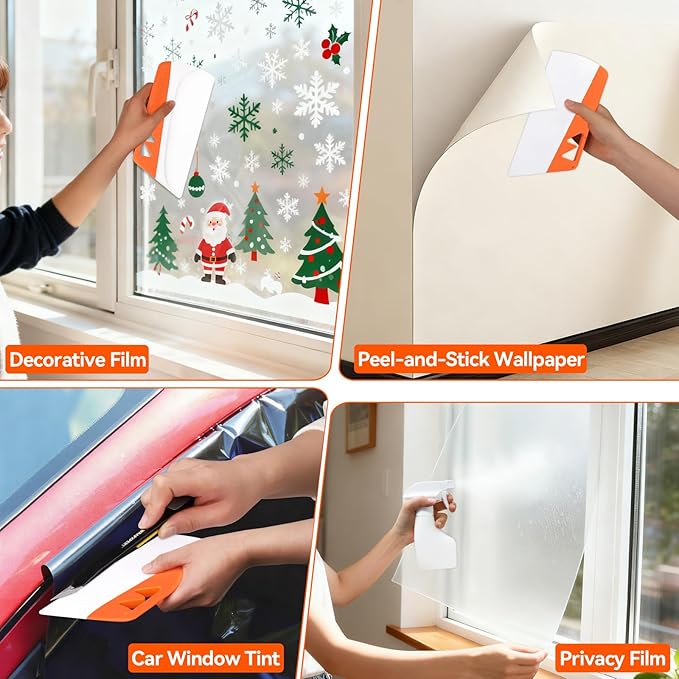 WRAPXPERT Window Film Tools, Window Privacy Film & Peel and Stick Wallpaper Tool Kit, 4-in-1 DIY Starter Set with Smoothing Squeegee, Utility Knife and Blades & 180ml Adjustable Spray Bottle