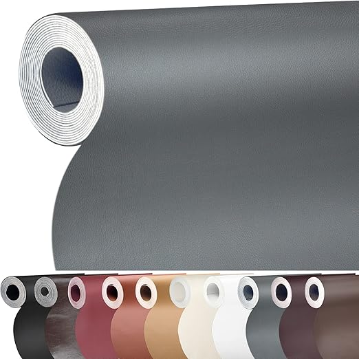 Leather Repair Patch, Self-Adhesive Leather Repair Tape, Large Reupholster Leather Patches for Furniture Couch Chairs Car Seat (Grey, 17x79 inch)