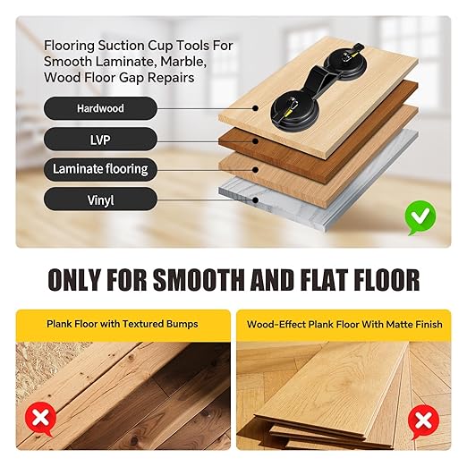 Upgraded Floor Gap Fixer Tool, Laminate Flooring Tools for Fixing Gaps, Plank Grabber Floor Fix Pro, Heavy Duty Suction Cup, 45°Striking Surface Flooring Repair Tool for Smooth Vinyl, Wood, Laminate