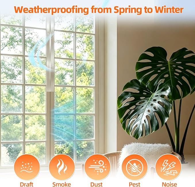 2"×32.8Ft Clear Window Weather Sealing Tape, 20 mils Thick No Residue Adhesive Window Air Conditioner Seal Insulation Tape Sealer, Waterproof, Weatherpoof,Block Winter Draft,Cold Air, Dust and Noise