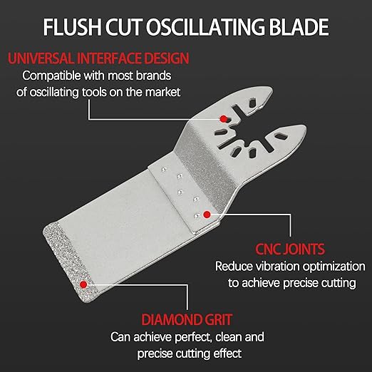 Diamond Flush Cut Oscillating Blade,Carbide Flush Cut Finger Oscillating Blade for Dewalt Oscillating Tools Grout Removal, Cleaning Mortar
