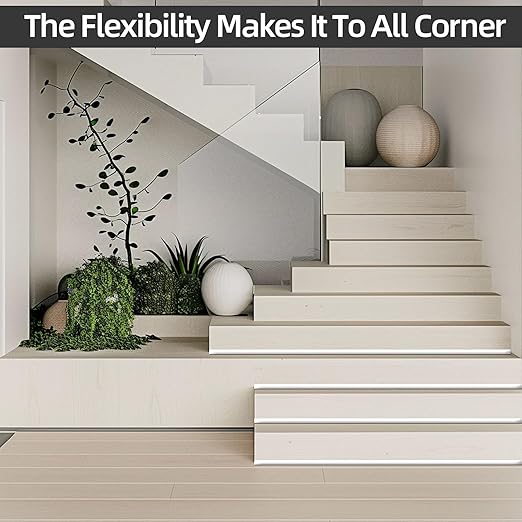 KNEELISA 16.4ft/5m Flexible Peel and Stick Quarter Round Molding Trim for Walls,Bendable 1/4 Round Rubber Floor Shoe Molding,Crown Moulding Ceiling Border Trim,Double Adhesive Caulk Strip,White