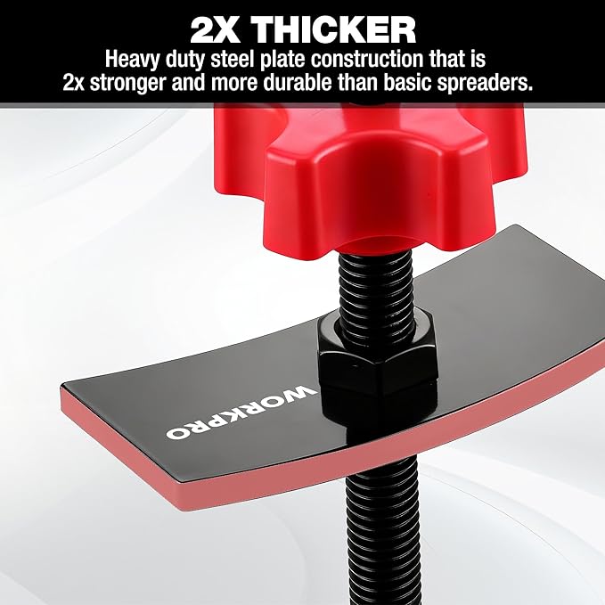 WORKPRO Heavy Duty Disc Brake Pad Spreader, Brake Caliper Compression Tool for Compressing Inner Pad with 2PCS Hangers, 360 Degree Swivel Joint Brake Piston Compressor Tool for Cars & Light Trucks