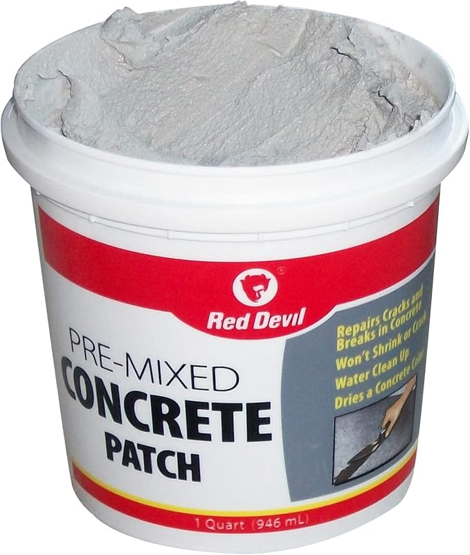 Red Devil 0644 Concrete Repair Patch, Cement Crack Fillter, Pre-Mixed, 1 Quart, Pack of 1, Gray, Made in USA