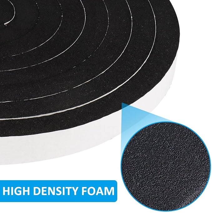 Foam Insulation Tape, 1In x 1/16In x 34.5Ft Weather Stripping Door Seal Strip for Doors and Windows,Sliding Door,Sound Proof Soundproofing Door Seal,Weatherstrip,Air Conditioning Seal Strip