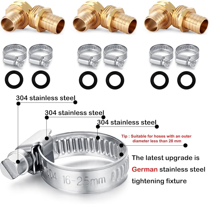 Solid Brass Garden Hose Repair Connector with Clamps Hose End Repair Kit,Fit for 3/4"Garden Hose Fitting,Male and Female Hose Fittings(3/4"-3 Set)