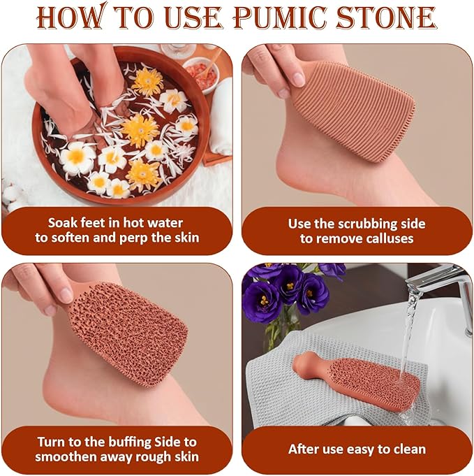 BEAUTICONE 100% Natural Terracotta Pumice Stone for Feet - Durable Callus Remover for Cracked Heels & Dead Skin - Dual Sided Foot Scrubber Pedicure Tool for Foot Care, Foot Exfoliator