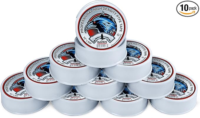 Supply Giant UUD12520-10 PTFE Thread Seal Tape for Plumbers, White 1/2 Inch x 520 Inch (Pack of 10 Rolls)