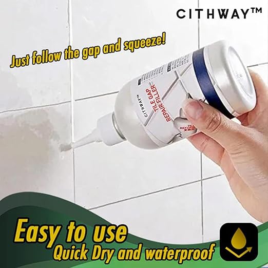 Cithway Waterproof Tile Gap Repair Filler，Tile Grout Repair Agent，Waterproof Tile Gap Repair Filler，Repair and Renew Tile Joints，A Variety of Colors to Choose from(100ML) (White, 3 Bottle)