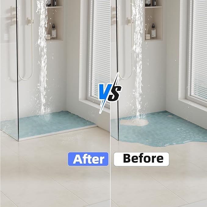78 Inch Shower Threshold Water Dam Barrier,Silicone Shower Door Bottom Seal for Water Stopper,Flexible Edge Trim for Kitchen Sink Splash Guard,Self Adhesive Water Blocker for Bathtub,Transparent