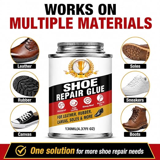 Shoe Glue Sole Repair for Leather and Sneakers, 130 ML | Multi-Surface Shoe Adhesive, Waterproof, Flexible, Fast-drying, Easy Application for Leather, Sneakers, and Soles
