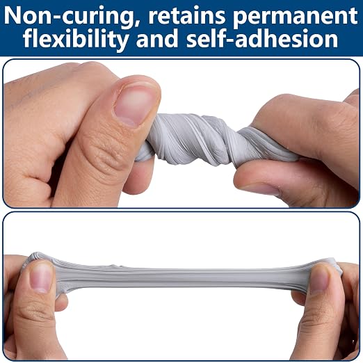 79 x 1 Inches Moldable Silicone Putty, 5mm Thick Waterproof Butyl Seal Putty Tape, Gray Insulating Duct Seal Puttys Tape for Pipe Gap Wall Repair