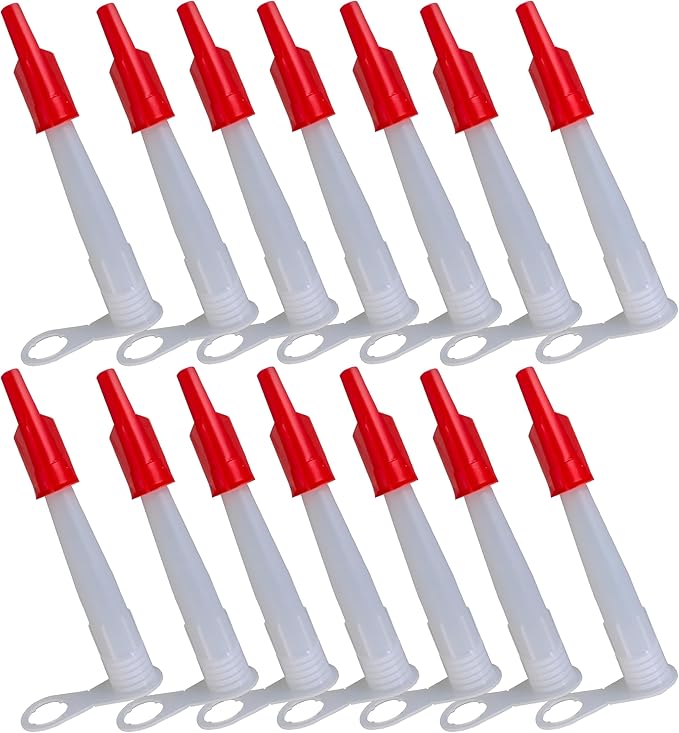 12 pcs Plastic Caulking Gun extender Caulk Nozzle Tip Tool for Caulking Gun each with a red cover Can protect the remaining glass glue from solidifying easily Used for Caulking Gun