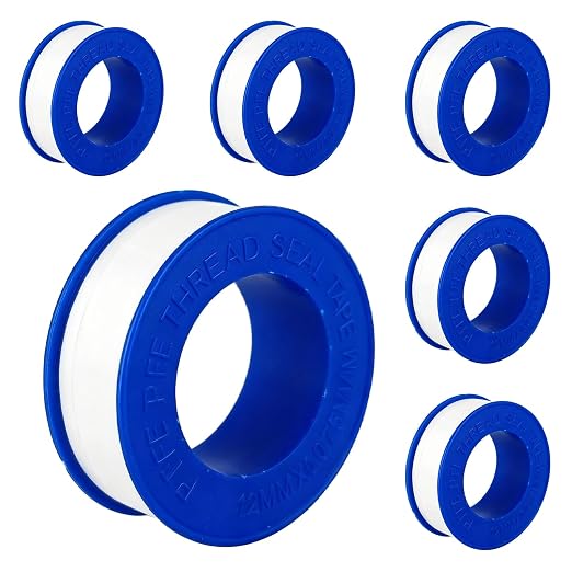 6 Pack PTFE Plumbers Tape Professional Thread Seal Tape for Pipe Sealing, Teflon Tape for Plumbing Leak Prevention, Suitable for Home, Office, and Industrial Use (1/2" x 393")