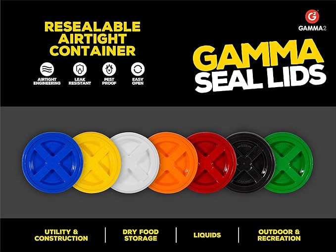 Gamma2 Seal Lid White | For Pet Food Storage | Fits 3.5-7 Gallon Buckets | BPA Free | Pack of 12