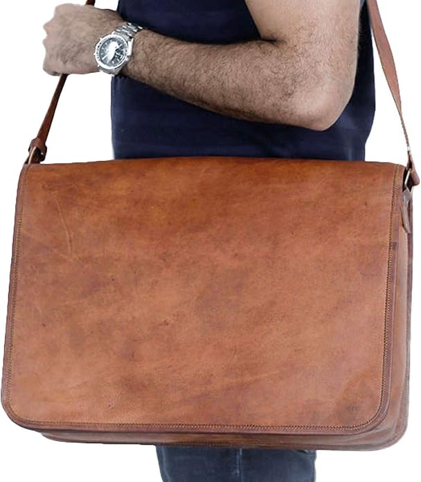 Komal's Passion Leather Vintage Mens 16 Inch Leather Laptop Messenger Pro Satchel Men's Bag