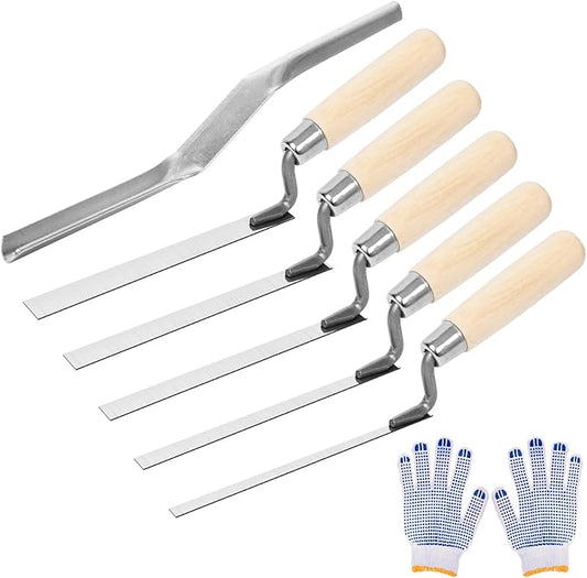 6 Pcs Tuck Pointer Trowel Set, Pointing Trowel Brick Jointer Cement Tool, Mortar Repair and Masonry Tools for Tuck Pointing