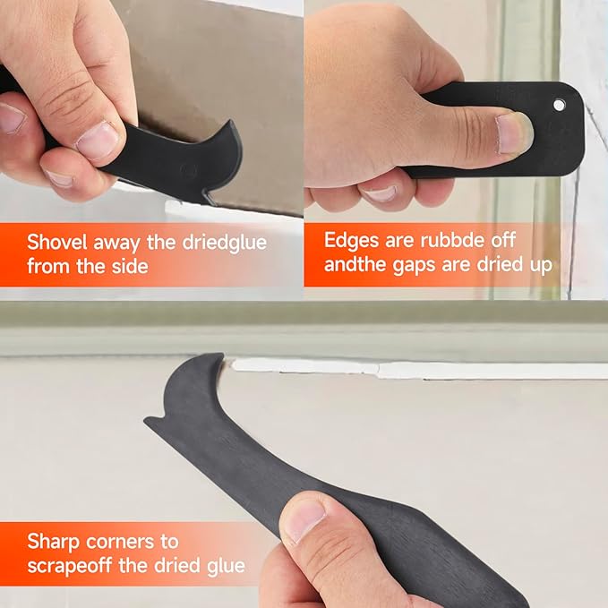 Stainless Silicone Caulking Tools Kit,Set of 13pcs Sealant Finishing Tool Grout Scraper,Putty Knives,5 Silicone Pads,Sink Joint Caulk Remover with 3pcs Glass Glue Angle Scraper