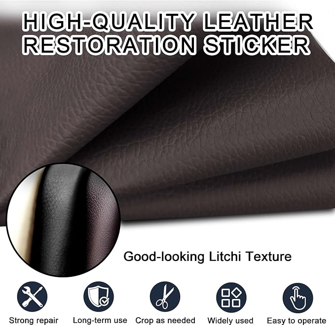 Leather Repair Tape,3.9 x 63 Inches Self Adhesive Repair Patch,Vinyl Leather Repair Kit for Furniture,Couches,Car Seats,Sofas,Office Chairs,Coffee