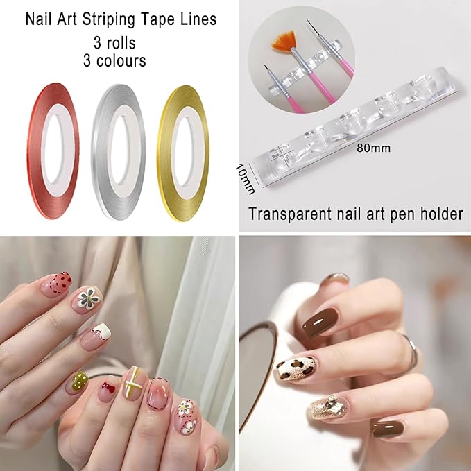 Nail Art Tools Set, Nail Art Brushes with Nail Art Palette, Nail Dotting Tools, Dual Tipped Silicone Nail Tools, Nail Design Tools Supplies Kit for Nail Tech and Beginners