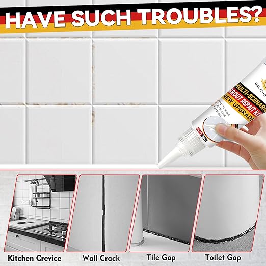 Tile Grout Repair Kit, 2 Pack Grout Filler, Fast Drying Tile Grout Paint, Grout Sealer Bathroom Shower Kitchen Floor Tile, Restore and Renew Tile Joints Line, Gaps, Replace Grout Pen White