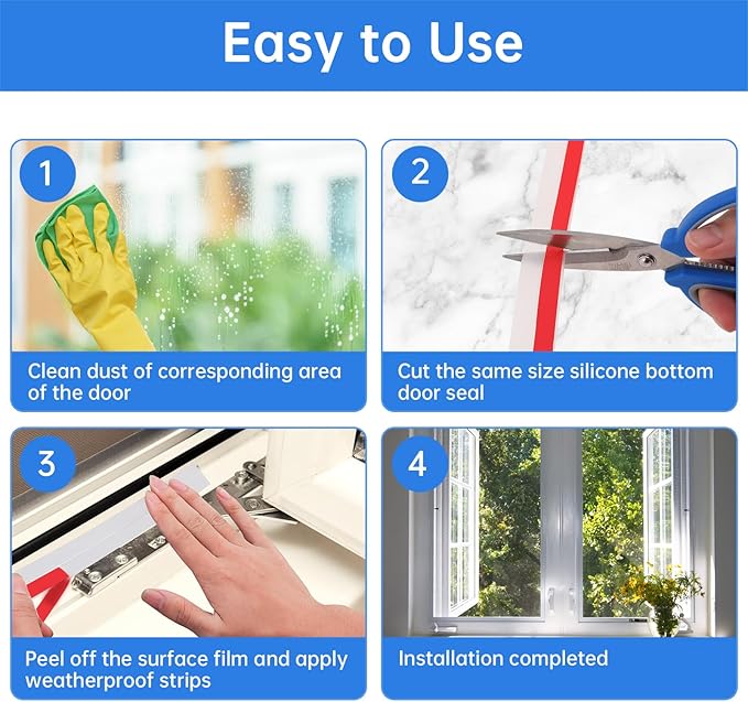 25mm Transparent Silicone Weather Stripping, 5M/16.4FT Upgraded Strong Adhesive Door Seal Strip for Doors, Windows & Shower Glass Gaps, Waterproof & Soundproof Red Backing Tape (Red, 25MM)