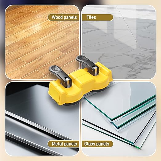 Floor Gap Fixer Tool Kit – 2-in-1 Double Sided Suction Cup with Hammer & 4 Pads for Laminate, Vinyl, Hardwood Floor Repair – Dual-Head Striking Tool for Tight Spaces(2pcs Suction Cups kit)