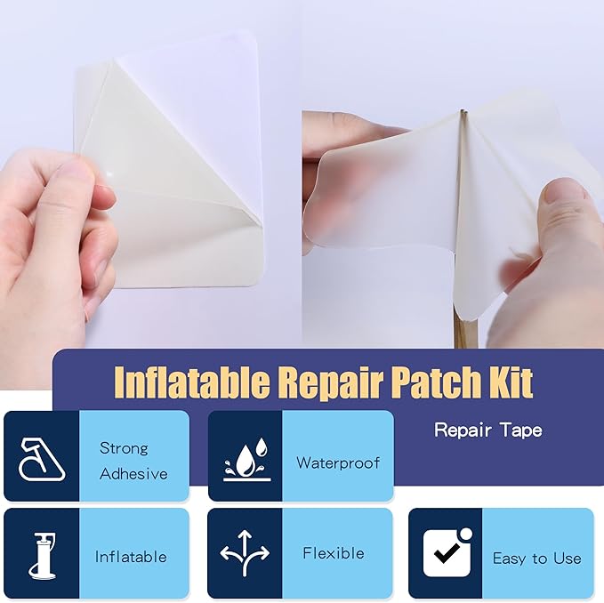 Breliter Inflatable Patch Repair Kit - Waterproof TPU Pool Repair Tape, Heavy Duty Repair Patch for Air Mattress, Bounce House, Inflatable Toys, Tent, Swimming Ring - 10 Packs of 4in x 4in, Square
