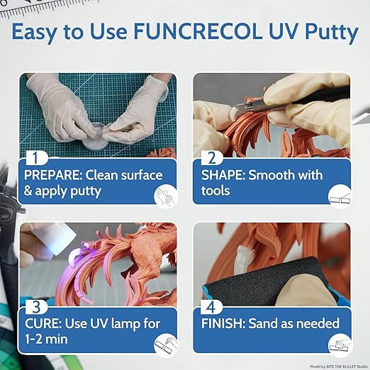 UV Putty 5g—365-405nm Fast Cure, Sand & Paint Ready, Opaque Multi-Surface Repair Filler for Crafts & 3D Prints