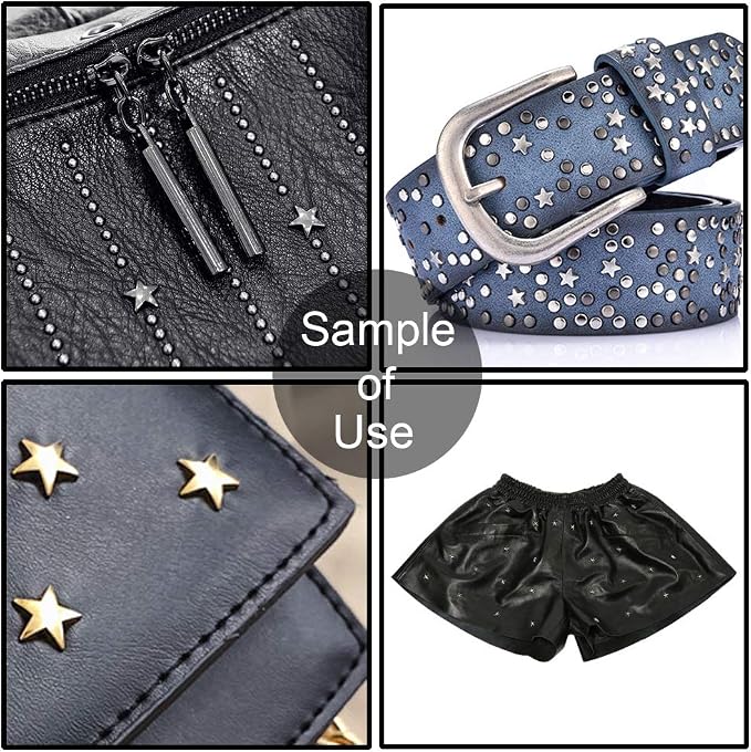 100 Sets 12MM Gold Star Rivets for Leather Star Rivet Studs Garment Rivets Leather Rivets Studs and Spikes for Leather Craft Clothing Bags Belts Dog Collar Shoes DIY Rivets 15/32 Inch