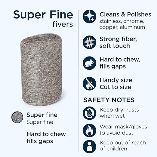 Steel Wool #0000 Grade Pads, 36 Pack – Flexible Cut to Size Wire Wool for Glass Shower Door Hard Water Removal, Chrome & Stainless Steel Polishing, Weep Hole Gap Filler, Mice Control & Rodent Barrier