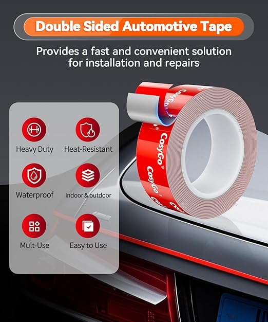 Double Sided Tape Heavy Duty, 15FT Outdoor Heat Resistant Automotive Waterproof Mounting Tape, 1.2In Width Super Strong Adhesion Foam Tape