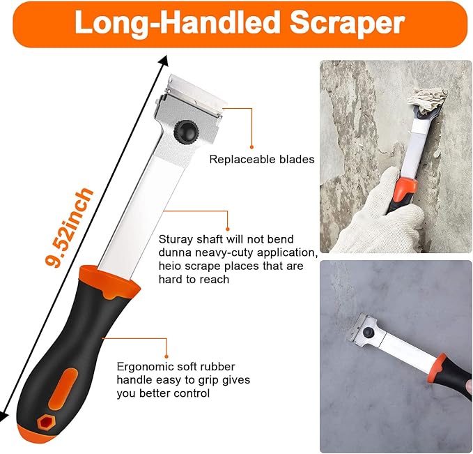 Heavy-Duty & Gentle Scraper Duo Kit | 2-in-1 Metal & Plastic Scraper Set with 20 Blades | Perfect for DIY, Kitchen Stovetop, Window Decals, Bathroom Caulk & Paint Removal