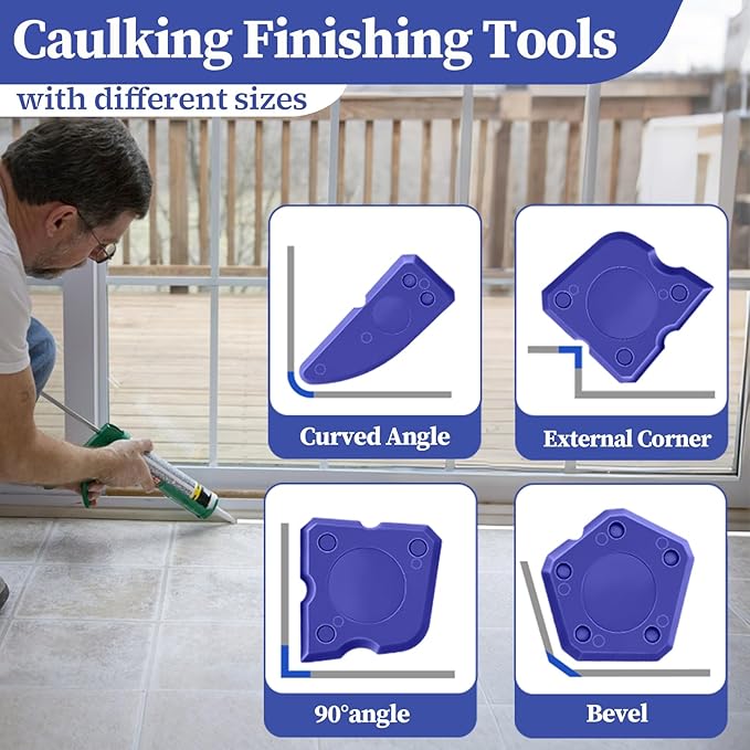 22pcs Caulking Tool Kit-Caulk Finishing Tool, Caulk Remover Tool and Caulk Nozzle Tip for Gap Bathroom Kitchen Toilet Caulking Gap Filling, Suitable for Professionals and DIYer