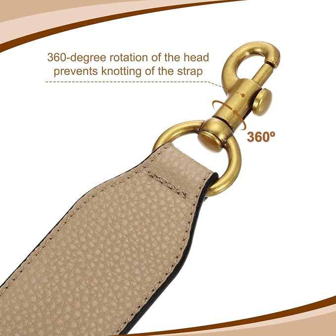 uxcell 22.83 Inch PU Leather Short Bag Strap with Clasp, Purse Handles Handbags Replacement Straps for Clutch Bag Crossbody Underarm Bags, Tawny, Deep Gold Buckle