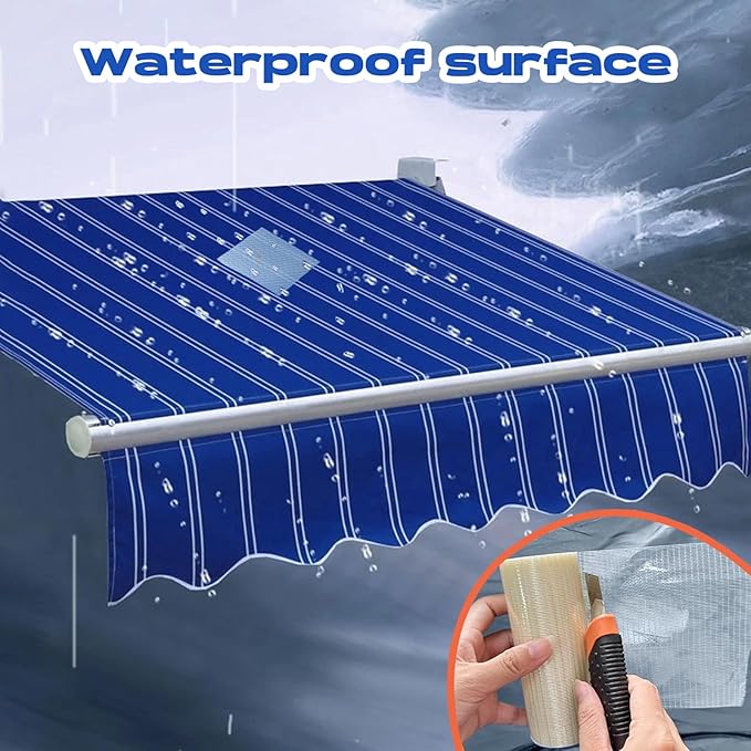 6 in x 39FT RV Awning Repair Tape for Tarp, Sail, Canvas, Tent, Greenhouse, Fabric, Canopy, Boat Covers – Heavy Duty Waterproof Tear Repair Patch Kit – Clear Reinforced Fiberglass Repair Tape